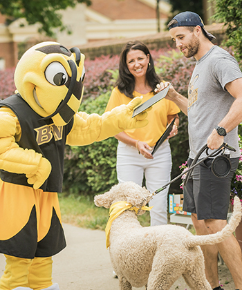 Ellen Zegarra greets guests at BW's Bark Walk